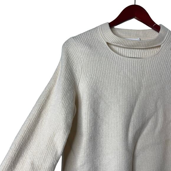 Rag & Bone JEAN Tori Ivory Cutout Crewneck Sweater Merino Wool Pullover Sz M - Picture 6 of 6